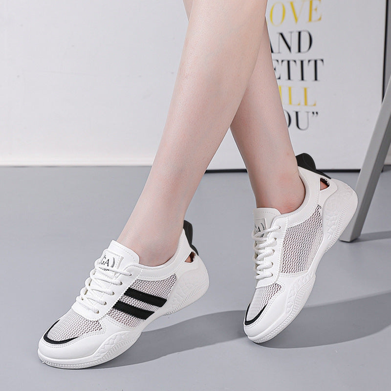 Mesh hollow-out white sneakers - student style, new spring/summer 2025 collection, flat, breathable casual shoes, street style g8992