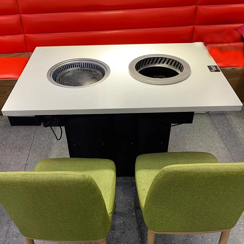 Customized hot pot barbecue table, smokeless purifier, induction cooker, integrated roasting and rinsing, skewers of fragrant barbecue shop, hot pot tables and chairs