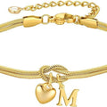 Amazon's new round snake bone fashion 18k gold plated couple friendship letter bracelet factory
