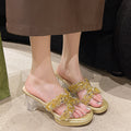 2026 summer new arrivals: plus size (us 5-11) high heel slides - crystal heel, platform, european & american fashion, single strap