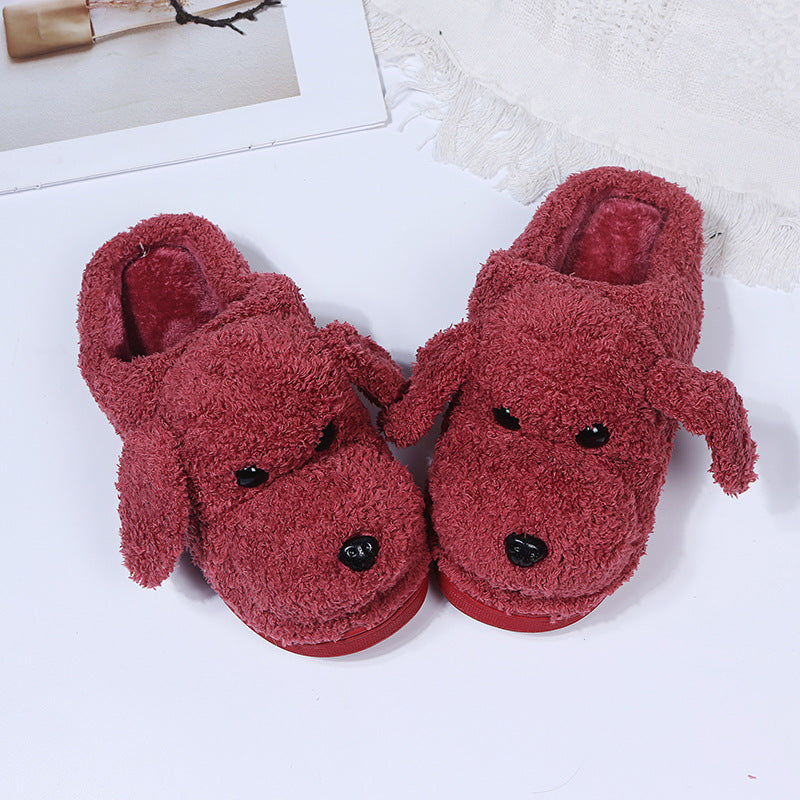 Home cotton slippers indoor winter heel cover couple cute cartoon women's heattechfleece-lined flats slippers fall and winter