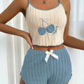 Hot-selling cross-border e-commerce  style european and american embroidered pajamas, brushed camisole and shorts loungewear set