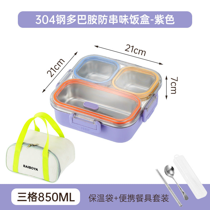304 stainless steel lunch box - perfect for office workers and students - prevents food odor mixing, microwave-safe, and keeps food warm