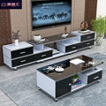 Tempered glass extendable tv stand & coffee table set - minimalist modern european style for small apartments - home living room tv cabinet