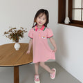 Girls' summer dress  new short-sleeve dress casual kids summer outfit fashionable girl's polo shirt dress