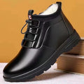 【100% genuine soft leather】men's winter snow boots - warm, thickened, fleece-lined, high-top, versatile casual cotton leather shoes - trendy style
