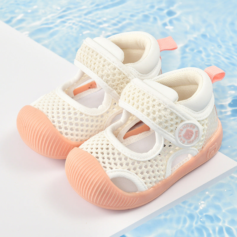Baby sandals for boys, summer first walker shoes, 0-1-2 years old infant anti-slip soft sole mesh shoes for babies and toddlers, baby girl shoes