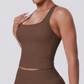 New women's solid color racerback tank top - brushed fabric, quick-dry, compression fit for running, fitness, and yoga