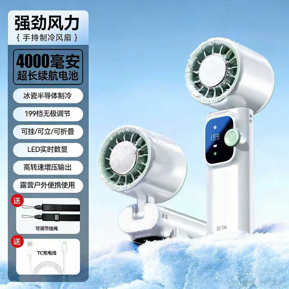 2026 new handheld neck fan with digital display, usb rechargeable, mini portable outdoor camping fan - powerful wind, low power consumption