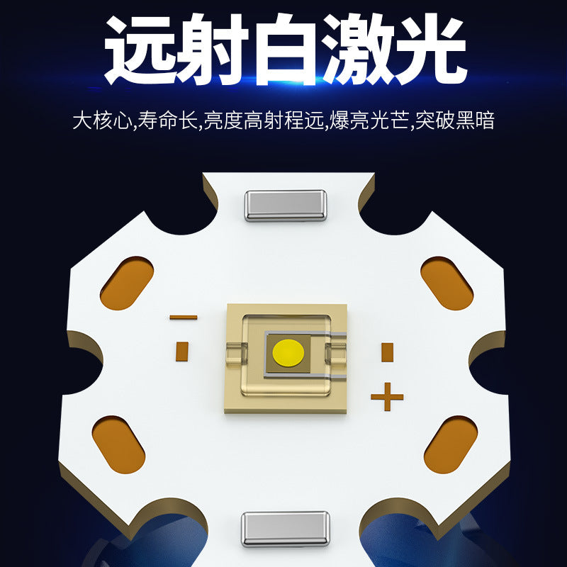 Cross-border new white laser flashlight Type-C charging outdoor zoom remote side light COB strong light flashlight