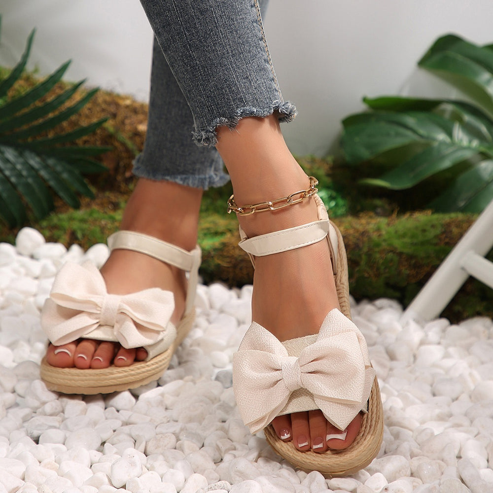 e-commerce  summer new arrival: plus size women's sandals - southeast asia style, bow accent, comfortable soft sole