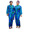 new african cross-border fashion: printed long-sleeve shirt and elastic waist pants casual set - basic women's apparel