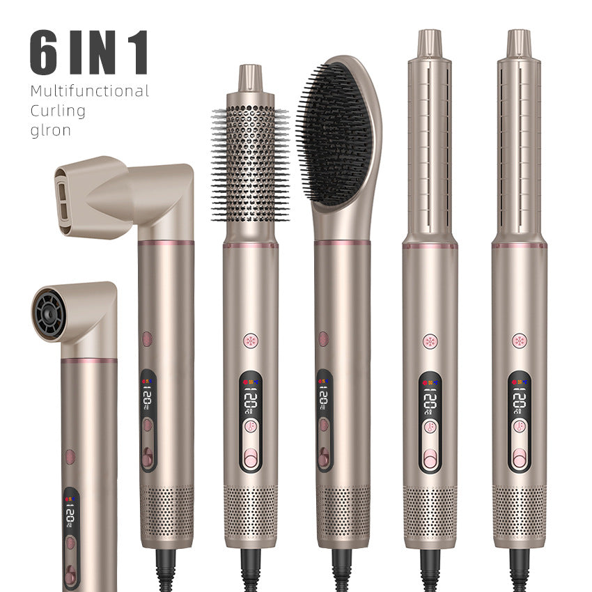 Cross-border high-speed hot air comb 6-in-1 automatic curling iron hair straightener comb hair dryer multi-functional hair dryer comb set