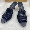 Za 2024 autumn new arrival back strap fashion stiletto heel peep-toe embroidered beaded mesh sandals women's trendy