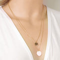 European and american elegant double layer necklace for women, minimalist versatile round pendant stainless steel short choker clavicle chain - wholesale/distribution