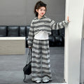 Girls' spring/autumn striped outfit -  new style - trendy hooded sweatshirt and pants set for girls (sizes for mid-to-large children)