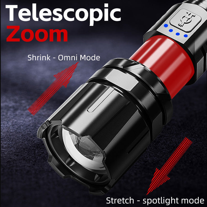 Manufacturer wholesale aluminum alloy self-defense flashlight charging outdoor emergency light lighting flood control portable flashlight strong light