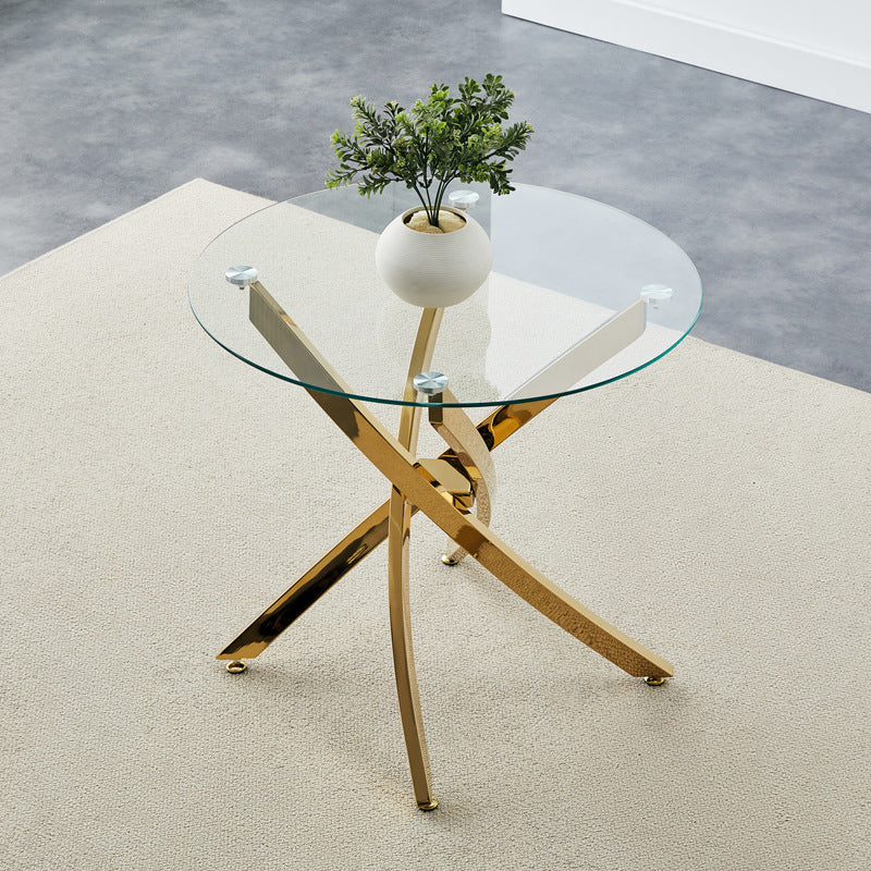 tempered glass dining table small apartment round table for home round negotiation table dining tables
