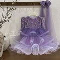 Girls' dress - spring  new collection: stylish and sophisticated purple performance gown for baby girls, princess dress for children