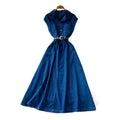 Frenchwork clothing style sleeveless denim dress women's summer lazy waist a-line skirt slimming lookelegant mid-length skirt
