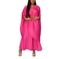 African loose pleated 3d floral fashion outerwear & pleated wide-leg pants set - party & wedding robe two-piece outfit