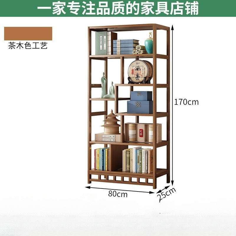 New chinoiserie bogu rack non-solid wood tea cabinet rack living room storage rack multi-layer display rack tea rack rack bamboo