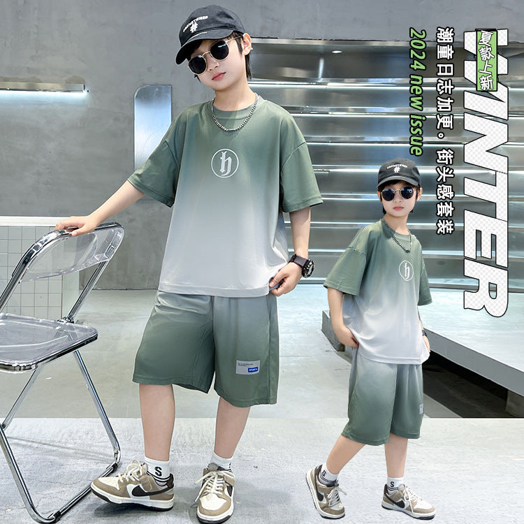 Boys' summer outfit set: new  styles for mid-to-large children - lightweight, short-sleeved, stylish summer clothes for boys, perfect for making a statement