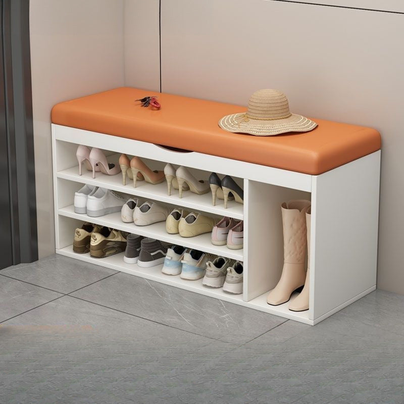 Entrance shoe changing stool, household shoe cabinet with seat, three-layer all-in-one flip-top storage shoe rack