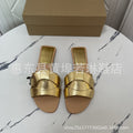 Za2026 summer new women's shoes square toe criss-cross flat sandals simple versatile slides women's outdoor slippers