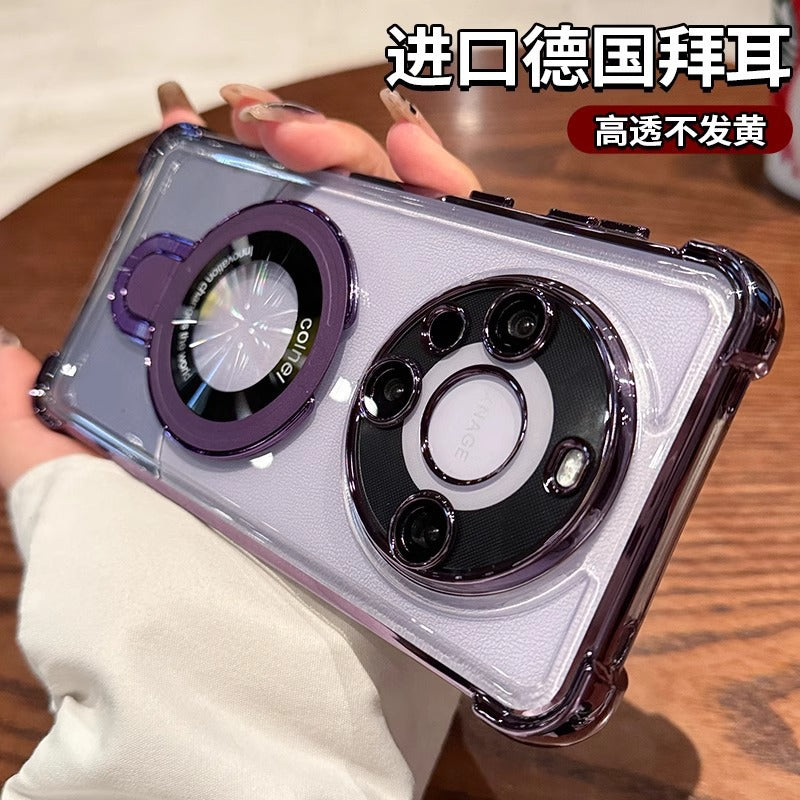 Four-corner anti-fall airbag suitable for huawei mate80pro mobile phone case magnetic holder p80 protective cover magic7 new