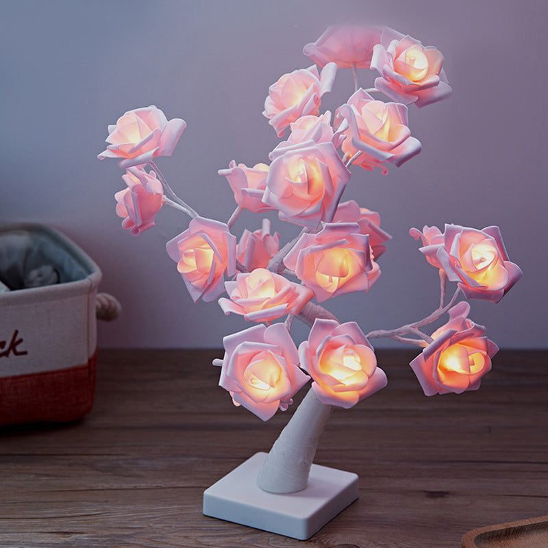 Wholesale modeling table lamp girl heart led room ornament tree light led night light simulation rose modeling table lamp