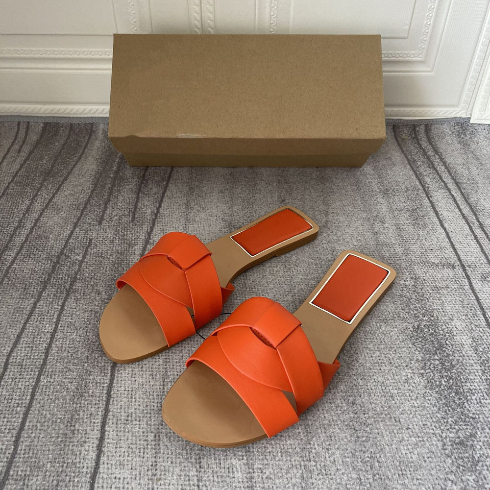 Z home 2023 black flats shoes summer new arrival nude square toe cross casual outwear flats sandals women