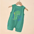 Baby boy summer thin cute cartoon wide shoulder jumpsuit infant sleeveless sports style outing trendy clothes