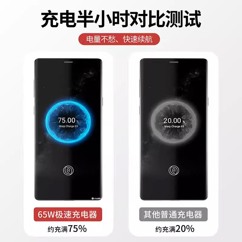 Suitable for oneplus 8/8t/9 super flash charge 65w charging head 1+9r/9pro fast charge set 6a dual type-c