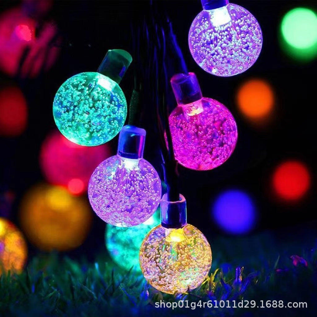LED bubble ball light string solar pentagram lights wholesale outdoor waterproof camping lights garden decoration flash lights