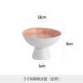 Creative ceramic tall plate for home fruit bowl plate restaurant snacks tea snacks dried fruit plate retro kiln turned ice cream cup
