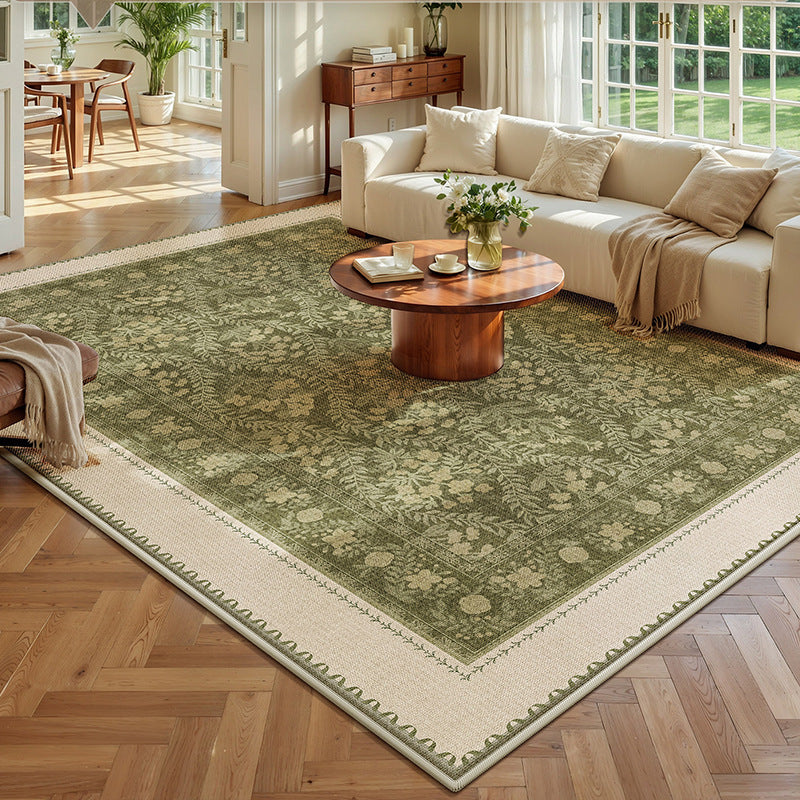 French-style rug for living room, bedroom, bedside, coffee table, sofa - soundproof, vintage, non-slip, summer cooling ice silk mat