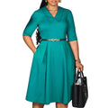 D3335export women's clothing independent  fashionfashionelegantelegancepure colorhalf length sleeve african dress