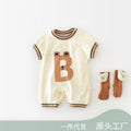 Baby summer clothes short sleeve sports baby thin breathable jumpsuit newborn super cute short climbing internet celebrity