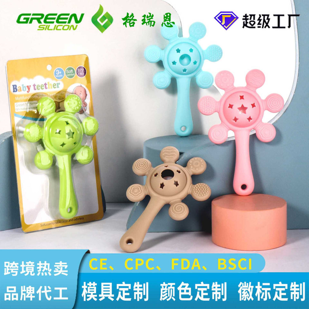 Cross-border new products baby silicone palm rattle toothpaste food grade silicone imitation eating hand toys baby grinding teeth toys