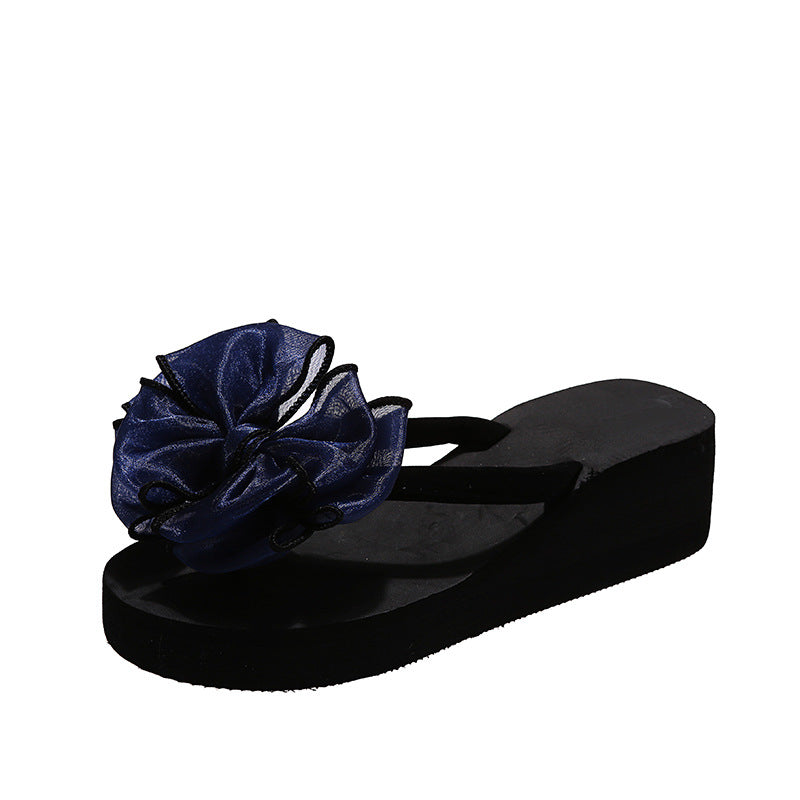 plus size summer new bowknot flip-flops casual outdoor beach seaside vacation wedge sandals