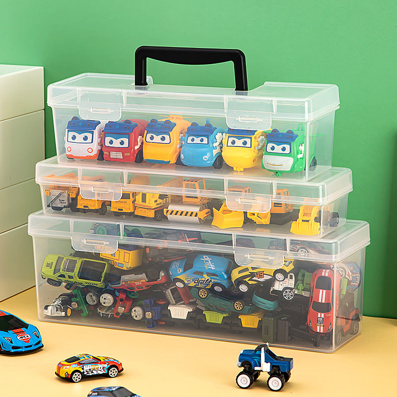Children's toy car ornament desktop mini car portable storage box transparent square model storage finishing box