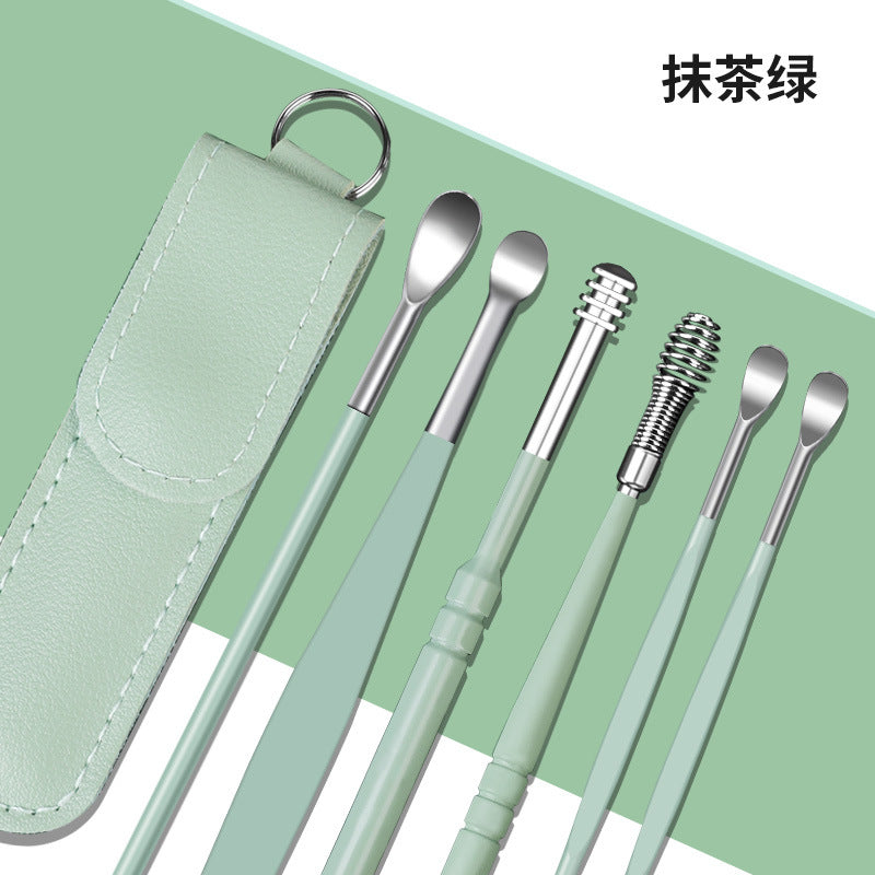 6-piece stainless steel earwax removal kit - double-ended, portable ear picks for kids, ear cleaning tools - in stock