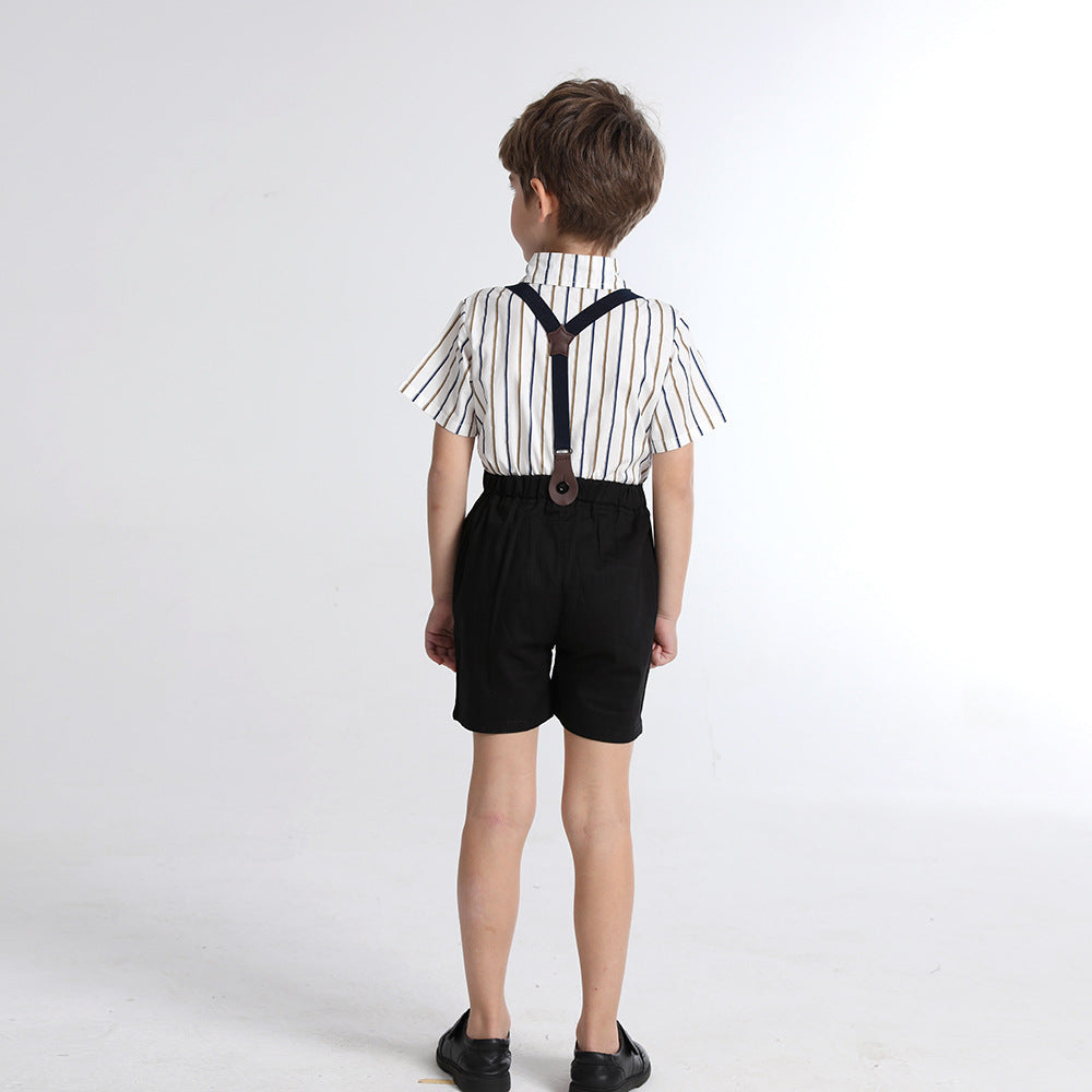 Korean style boys' striped shirt set - new spring collection - kids' spring/summer outfit - stylish boy's clothing - trendy baby boy clothes