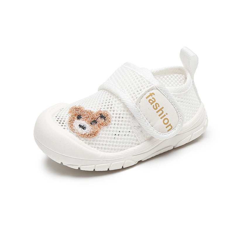 Bear sports soft sole single mesh breathable summer style 1-2 years old male and female baby toddler shoes soft sole baby indoor mesh shoes
