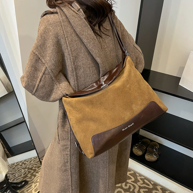 Retro pu large-capacity bag women's autumn and winter 2025 new tote bag multi-functional shoulder and shoulder dual-purpose bag