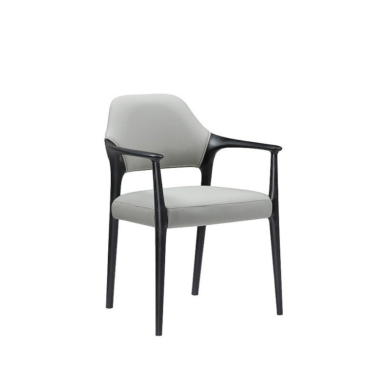 Italian normcore backrest chair scandinavian solid wood leather art negotiation chair designer for home house study dining room dining chair