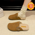 New arrival shows feet small birkenstock fleece-lined lazy half slippers for women winterthick soleoutwear birkenstock furry cotton slippers