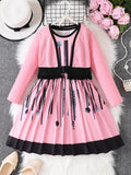 girls' skirt set: pink tank dress with long-sleeved jacket, autumn outfit for girls, two-piece children's set
