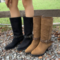Casual and versatile ankle boots: new  cross-border plus size autumn round toe french chunky heel solid color women's martin boots